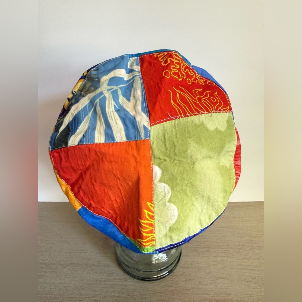 Y2K Rima Patchwork Surf Bucket Hat Tropical Beach Sun Print Terivoile 90s Surfer - Picture 4 of 7